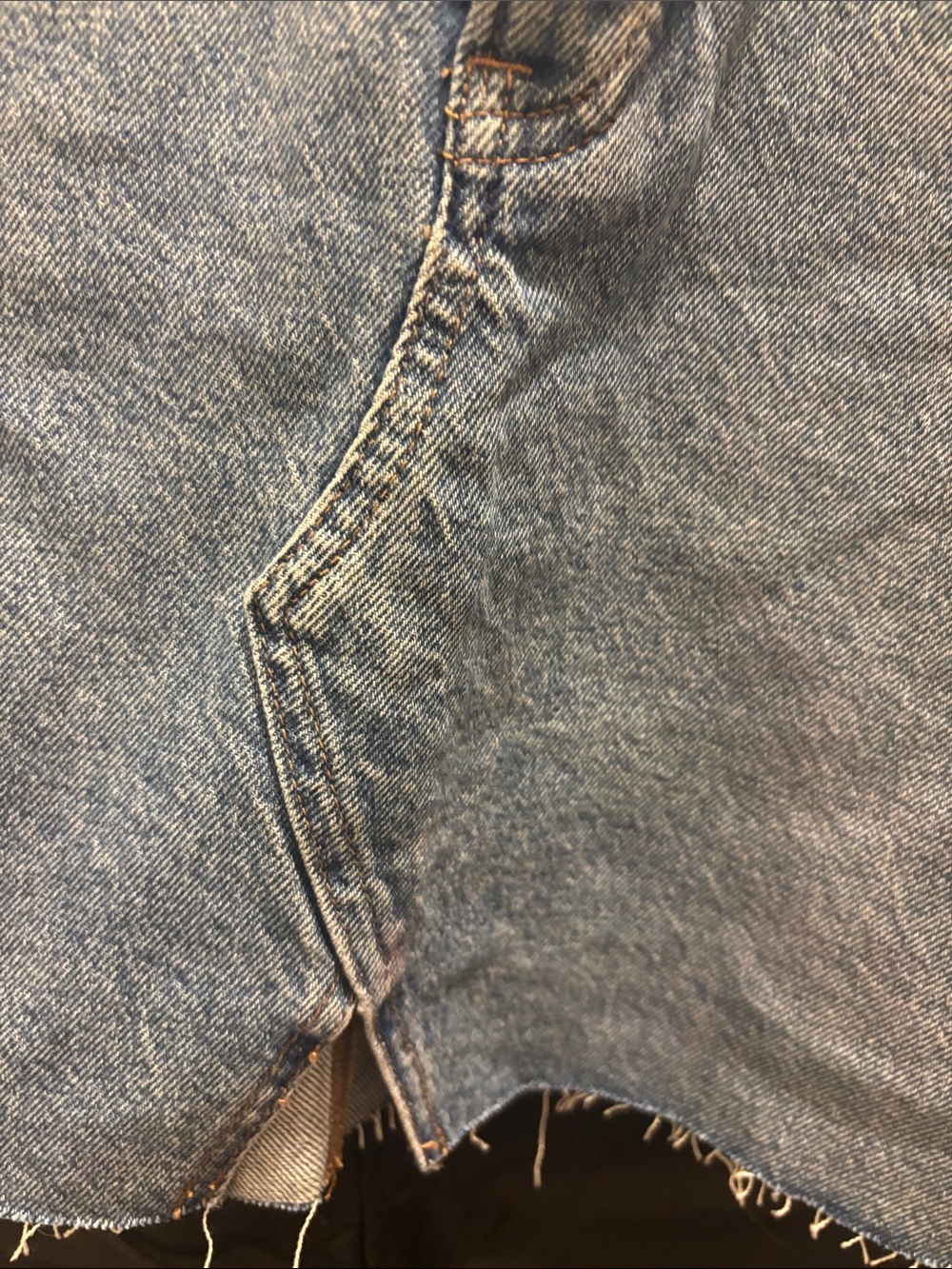 Express Light Blue Denim Mini Skirt with Gold Chain Trim - Picture 2 of 4